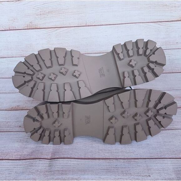 Zara Lug Sole Leather Suede Front Lace Up Ankle Boots Booties Combat Size 40 - Picture 10 of 13